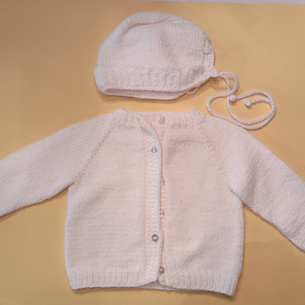 Vintage White Sweater and Hat Hand Knit with Love